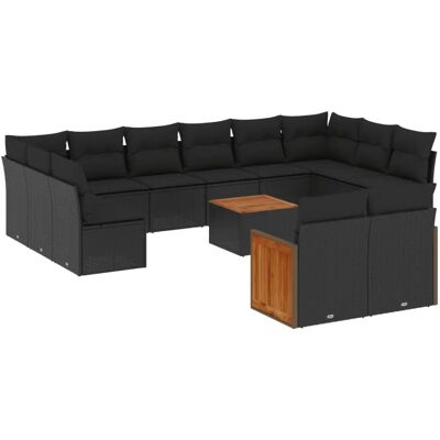 VidaXL Gartenmöbel-Set - Modulares schwarzes Rattan - Gartenmöbel VidaXL Gartenmöbel-Set - Modulares schwarzes Rattan - Gartenmöbel