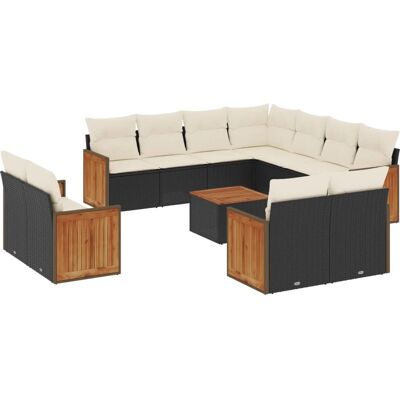 vidaXL Gartenmöbel-Set - Schwarz - 11-teiliges Sofaset vidaXL Gartenmöbel-Set - Schwarz - 11-teiliges Sofaset