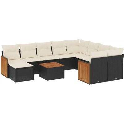 vidaXL 11-teilige Gartensofagarnitur mit Kissen - Schwarz vidaXL 11-teilige Gartensofagarnitur mit Kissen - Schwarz