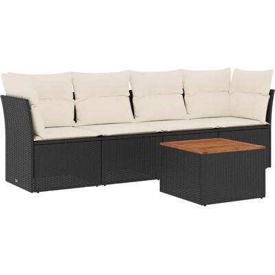 vidaXL 5-tlg. Garten-Sofagarnitur mit Kissen in Beige vidaXL 5-tlg. Garten-Sofagarnitur mit Kissen in Beige