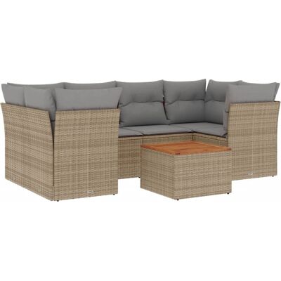 vidaXL 7-Tlg. Garten-Sofagarnitur Mit Kissen Beige Poly Rattan vidaXL 7-Tlg. Garten-Sofagarnitur Mit Kissen Beige Poly Rattan