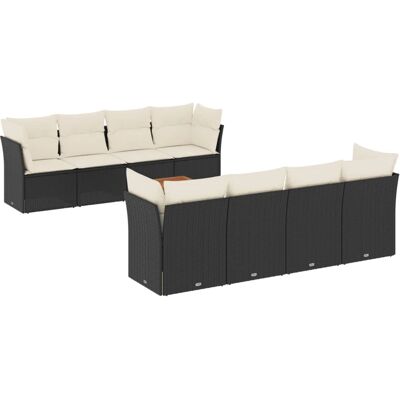 vidaXL Gartenset - Schwarz - Wetterfest Rattan - 8-teilig vidaXL Gartenset - Schwarz - Wetterfest Rattan - 8-teilig