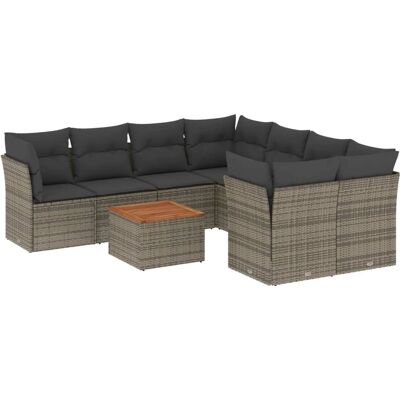 vidaXL Outdoor Möbel-Set - Grau - 9-teiliges Gartensofa vidaXL Outdoor Möbel-Set - Grau - 9-teiliges Gartensofa