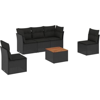 VidaXL Gartenmöbelset - Schwarz - 6-teiliges Sofa-Set VidaXL Gartenmöbelset - Schwarz - 6-teiliges Sofa-Set