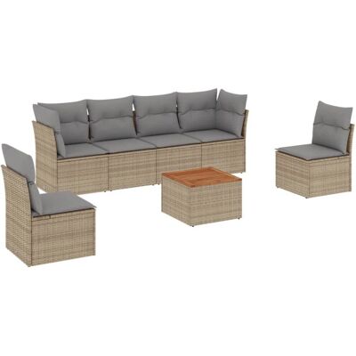 vidaXL 7-teilige Gartenmöbelset - Beige Modulares Design vidaXL 7-teilige Gartenmöbelset - Beige Modulares Design
