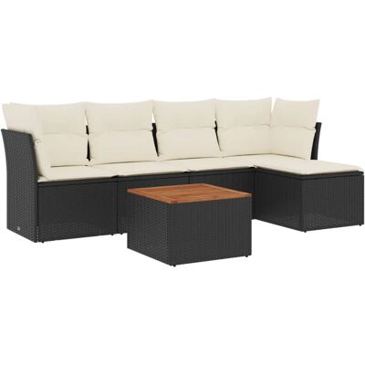 vidaXL Outdoor Möbel-Set - Schwarz - Garten 6-teiliges Sofa vidaXL Outdoor Möbel-Set - Schwarz - Garten 6-teiliges Sofa