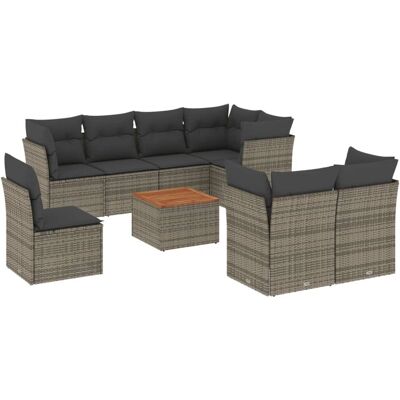 vidaXL Gartenmöbel-Set - Grau, 9-tlg. modulare Gartensofa vidaXL Gartenmöbel-Set - Grau, 9-tlg. modulare Gartensofa