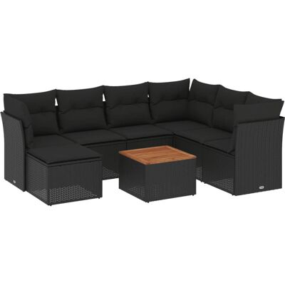 VidaXL Gartenmöbel-Set - Schwarz - 8-teilig, Modular, Gartenlounge VidaXL Gartenmöbel-Set - Schwarz - 8-teilig, Modular, Gartenlounge