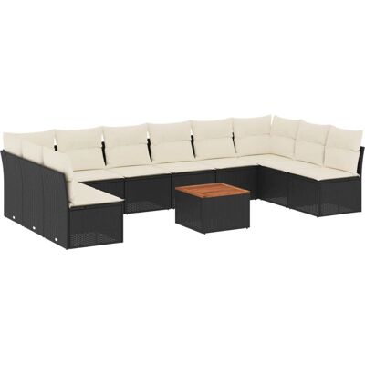 vidaXL Gartenmöbel-Set - Schwarz, Beige, Modular - Gartenmöbel vidaXL Gartenmöbel-Set - Schwarz, Beige, Modular - Gartenmöbel