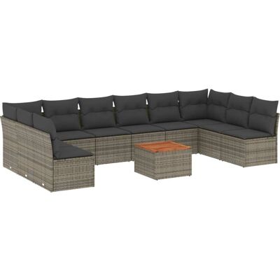 Conjunto de Móveis de Exterior VidaXL - Cinza, 11 Peças, Modular Conjunto de Móveis de Exterior VidaXL - Cinza, 11 Peças, Modular
