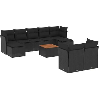 vidaXL 10-tlg. Garten-Sofagarnitur - Schwarz - 9 Plätze vidaXL 10-tlg. Garten-Sofagarnitur - Schwarz - 9 Plätze