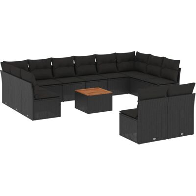 vidaXL Gartensofagarnitur - Schwarz, 13-teilig, modulär vidaXL Gartensofagarnitur - Schwarz, 13-teilig, modulär
