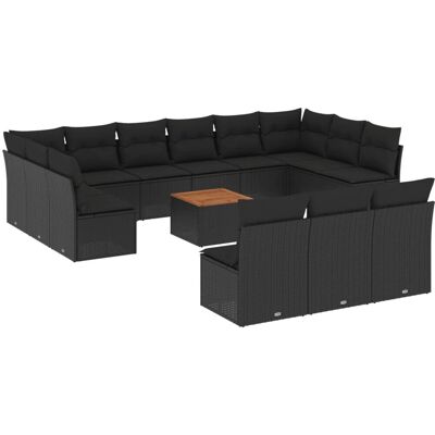 VidaXL Outdoor Möbelset - Modulares 14-teilige Gartensofa in Schwarz VidaXL Outdoor Möbelset - Modulares 14-teilige Gartensofa in Schwarz