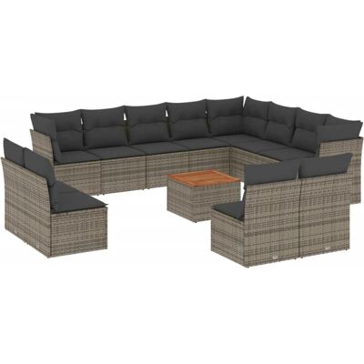 VidaXL Gartenmöbel-Set - 13-tlg. Modular Grau Rattan Lounge VidaXL Gartenmöbel-Set - 13-tlg. Modular Grau Rattan Lounge