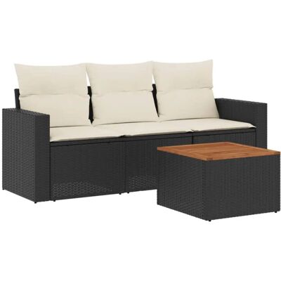 vidaXL 4-teiliges Garten-Sofagarnitur mit Kissen Schwarz vidaXL 4-teiliges Garten-Sofagarnitur mit Kissen Schwarz