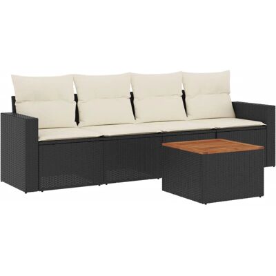VidaXL Gartenset - Schwarz und Creme - Langlebiger Rattan VidaXL Gartenset - Schwarz und Creme - Langlebiger Rattan