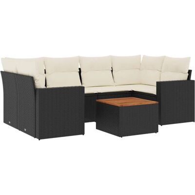 vidaXL Outdoor Möbel-Set - Schwarz, 7-teilig, Modulare Gartensofa vidaXL Outdoor Möbel-Set - Schwarz, 7-teilig, Modulare Gartensofa