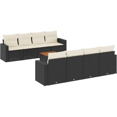 VidaXL Gartenmöbel-Set - Modulares Schwarz, Kissen, 8 Sitze VidaXL Gartenmöbel-Set - Modulares Schwarz, Kissen, 8 Sitze