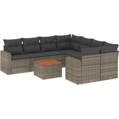 vidaXL 9-tlg. Gartensofagarnitur mit Kissen Schwarz Poly Rattan vidaXL 9-tlg. Gartensofagarnitur mit Kissen Schwarz Poly Rattan