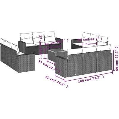 Vidaxl Gartensofa-Set - Poly Rattan Schwarz - 13 Stück Vidaxl Gartensofa-Set - Poly Rattan Schwarz - 13 Stück