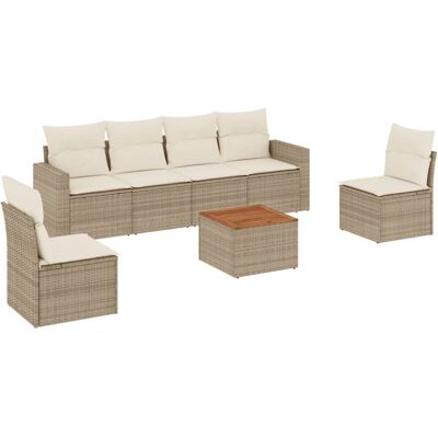 vidaXL Gartenmöbel-Set - Beige, 7-teilig - Gartenmöbel vidaXL Gartenmöbel-Set - Beige, 7-teilig - Gartenmöbel