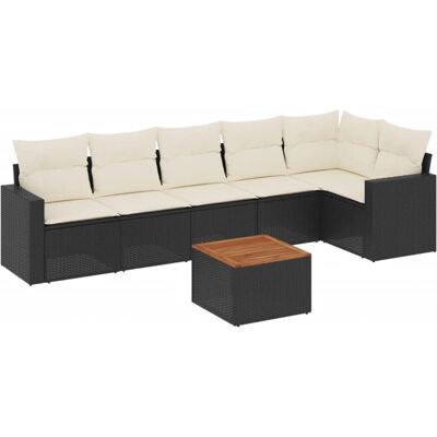 vidaXL Gartenmöbelset - Beige & Schwarz - 7 Stück vidaXL Gartenmöbelset - Beige & Schwarz - 7 Stück