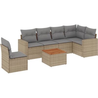 vidaXL 7-tlg. Garten-Sofagarnitur mit Kissen Beige Poly Rattan vidaXL 7-tlg. Garten-Sofagarnitur mit Kissen Beige Poly Rattan