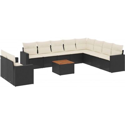 vidaXL Gartensofagarnitur 11-tlg. Schwarz, Beigepolyrattan vidaXL Gartensofagarnitur 11-tlg. Schwarz, Beigepolyrattan