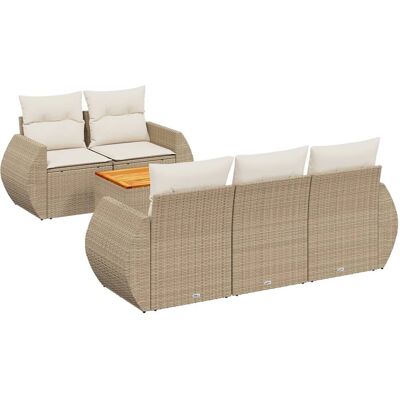 vidaXL 6-Tlg. Garten-Sofagarnitur Mit Kissen Schwarz Poly Rattan vidaXL 6-Tlg. Garten-Sofagarnitur Mit Kissen Schwarz Poly Rattan