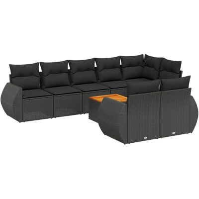 vidaXL 9-tlg. Garten-Sofagarnitur mit Kissen - Schwarz - Eckmodul vidaXL 9-tlg. Garten-Sofagarnitur mit Kissen - Schwarz - Eckmodul