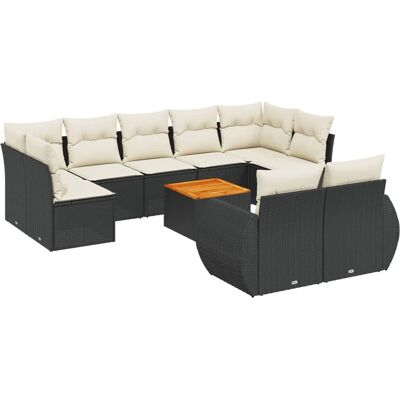 vidaXL Gartenmöbelset - Beige, Schwarz, Weiß Crème - 10-tlg. Sofa-Set vidaXL Gartenmöbelset - Beige, Schwarz, Weiß Crème - 10-tlg. Sofa-Set
