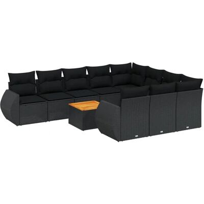 Vidaxl Gartensofasatz - Schwarz, 11-tlg, Modulares Outdoor-Möbelset Vidaxl Gartensofasatz - Schwarz, 11-tlg, Modulares Outdoor-Möbelset