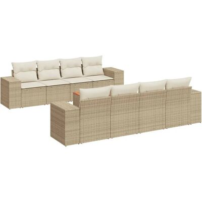 VidaXL Outdoor-Möbelset - 9-teilig in Beige Rattan VidaXL Outdoor-Möbelset - 9-teilig in Beige Rattan