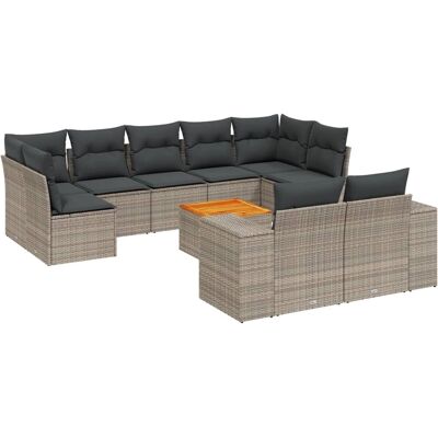 VidaXL Outdoormöbel-Set - Grau, Modular, 9 Plätze VidaXL Outdoormöbel-Set - Grau, Modular, 9 Plätze