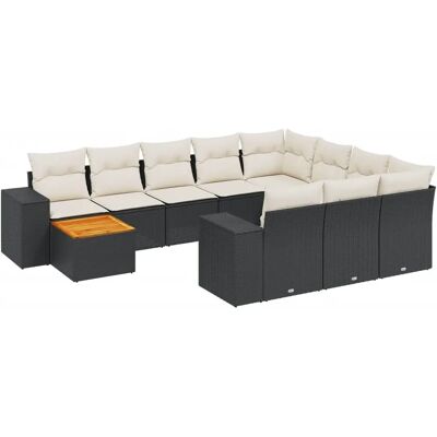 vidaXL Tuinmeubelset - Zwart en Crème - 11 Stuks vidaXL Tuinmeubelset - Zwart en Crème - 11 Stuks