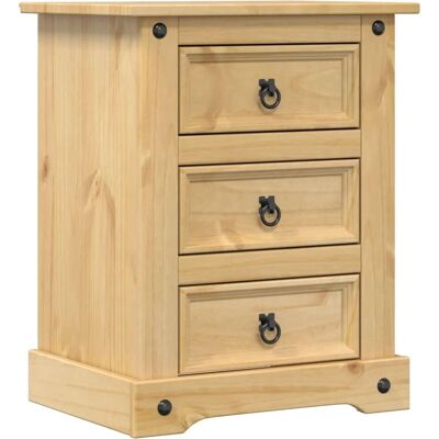 vidaXL Nachttisch Corona - Massives Kiefernholz - 3 Schubladen - Braun vidaXL Nachttisch Corona - Massives Kiefernholz - 3 Schubladen - Braun