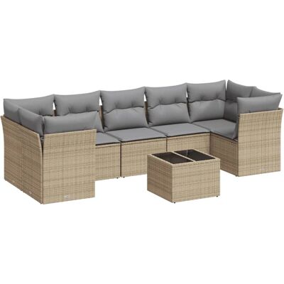 vidaXL 8-Tlg. Garten-Sofagarnitur Mit Kissen Beige Poly Rattan vidaXL 8-Tlg. Garten-Sofagarnitur Mit Kissen Beige Poly Rattan