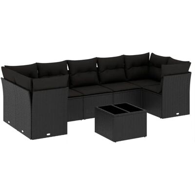 Conjunto de Móveis de Jardim VidaXL, 8 Peças, Preto Conjunto de Móveis de Jardim VidaXL, 8 Peças, Preto