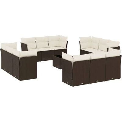 vidaXL Gartenmöbelset 13-tlg. - Beige und Braun - Garten-Sofagarnitur vidaXL Gartenmöbelset 13-tlg. - Beige und Braun - Garten-Sofagarnitur