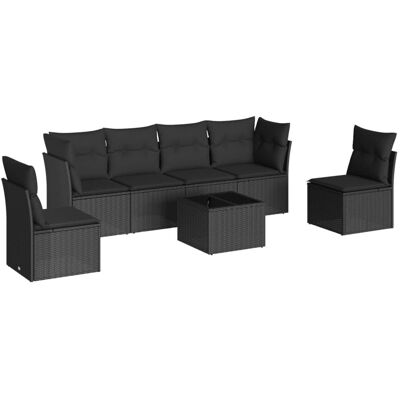 vidaXL 7-tlg. Garten-Sofagarnitur Schwarz - Langlebiges PE Rattan, Modular, 4-Sitzer vidaXL 7-tlg. Garten-Sofagarnitur Schwarz - Langlebiges PE Rattan, Modular, 4-Sitzer