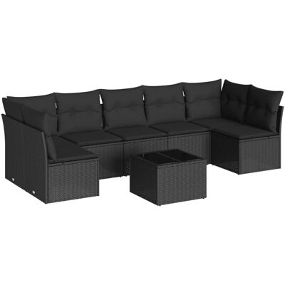 Conjunto de Móveis de Jardim VidaXL 8 Peças - Preto Conjunto de Móveis de Jardim VidaXL 8 Peças - Preto