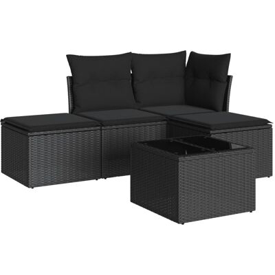 vidaXL 4-tlg. Garten-Sofagarnitur mit Kissen Beige Poly Rattan - Wetterfest, Modular vidaXL 4-tlg. Garten-Sofagarnitur mit Kissen Beige Poly Rattan - Wetterfest, Modular