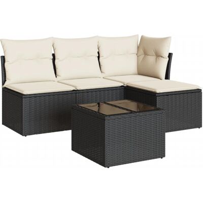 vidaXL 5-tlg. Garten-Sofagarnitur mit Kissen Schwarz - Poly Rattan vidaXL 5-tlg. Garten-Sofagarnitur mit Kissen Schwarz - Poly Rattan