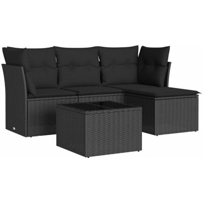 Conjunto de Móveis para Exterior VidaXL - Preto - Conjunto de Sofás de Jardim Conjunto de Móveis para Exterior VidaXL - Preto - Conjunto de Sofás de Jardim