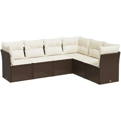 vidaXL 6-tlg. Garten-Sofagarnitur mit Kissen - Braun - Outdoor Möbelset vidaXL 6-tlg. Garten-Sofagarnitur mit Kissen - Braun - Outdoor Möbelset