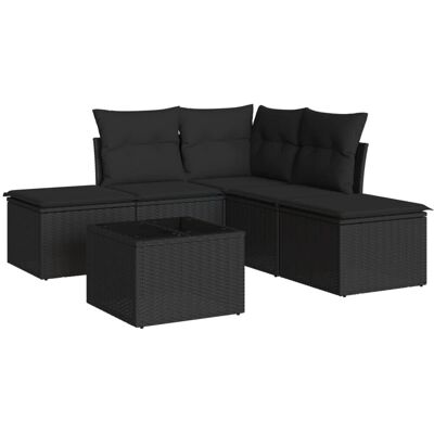 vidaXL Garten-Sofagarnitur 6-tlg. Schwarz vidaXL Garten-Sofagarnitur 6-tlg. Schwarz