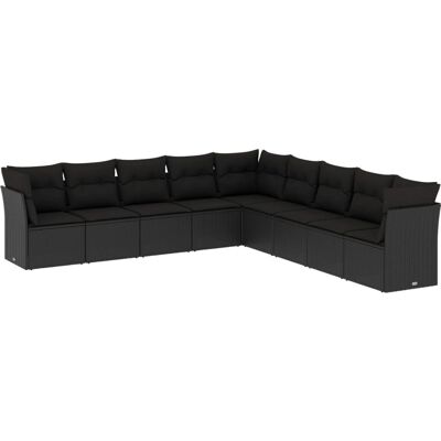 vidaXL Outdoor Möbel-Set - Schwarz, Modular, 9 Plätze vidaXL Outdoor Möbel-Set - Schwarz, Modular, 9 Plätze