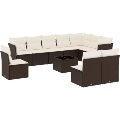 VidaXL Gartenmöbel-Set - Braun und Creme - 11-tlg. Sofa Set VidaXL Gartenmöbel-Set - Braun und Creme - 11-tlg. Sofa Set
