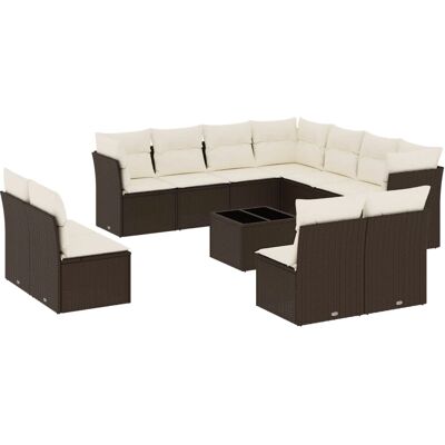 vidaXL Gartenmöbel-Set - Braun & Creme - Gartensofa vidaXL Gartenmöbel-Set - Braun & Creme - Gartensofa