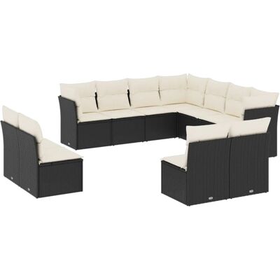 vidaXL 12-Tlg. Garten-Sofagarnitur Mit Kissen Schwarz - Schwarz - Outdoor Möbel vidaXL 12-Tlg. Garten-Sofagarnitur Mit Kissen Schwarz - Schwarz - Outdoor Möbel